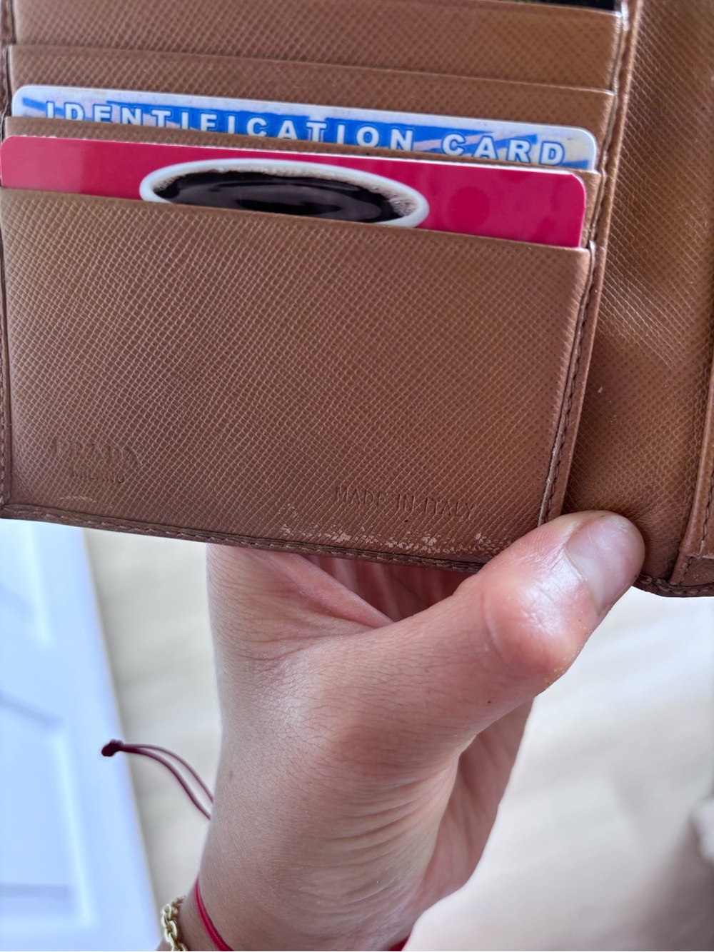 Prada Brown Saffiano Leather Bifold Wallet with Metal Triangle Logo - Picture 4 of 7